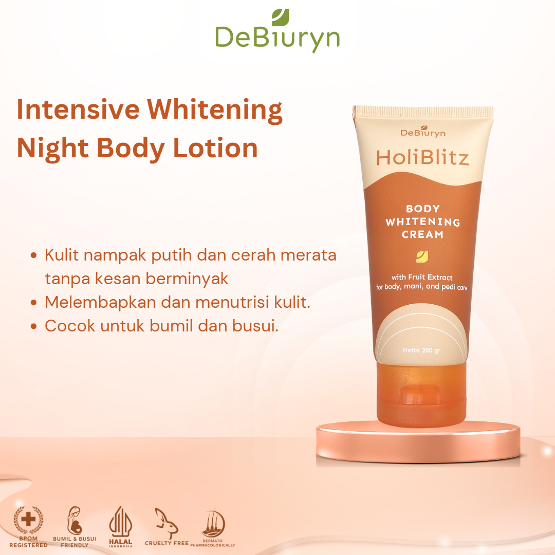 DeBiuryn Holiblitz Body Whitening Night Cream 200gr - Body Detox