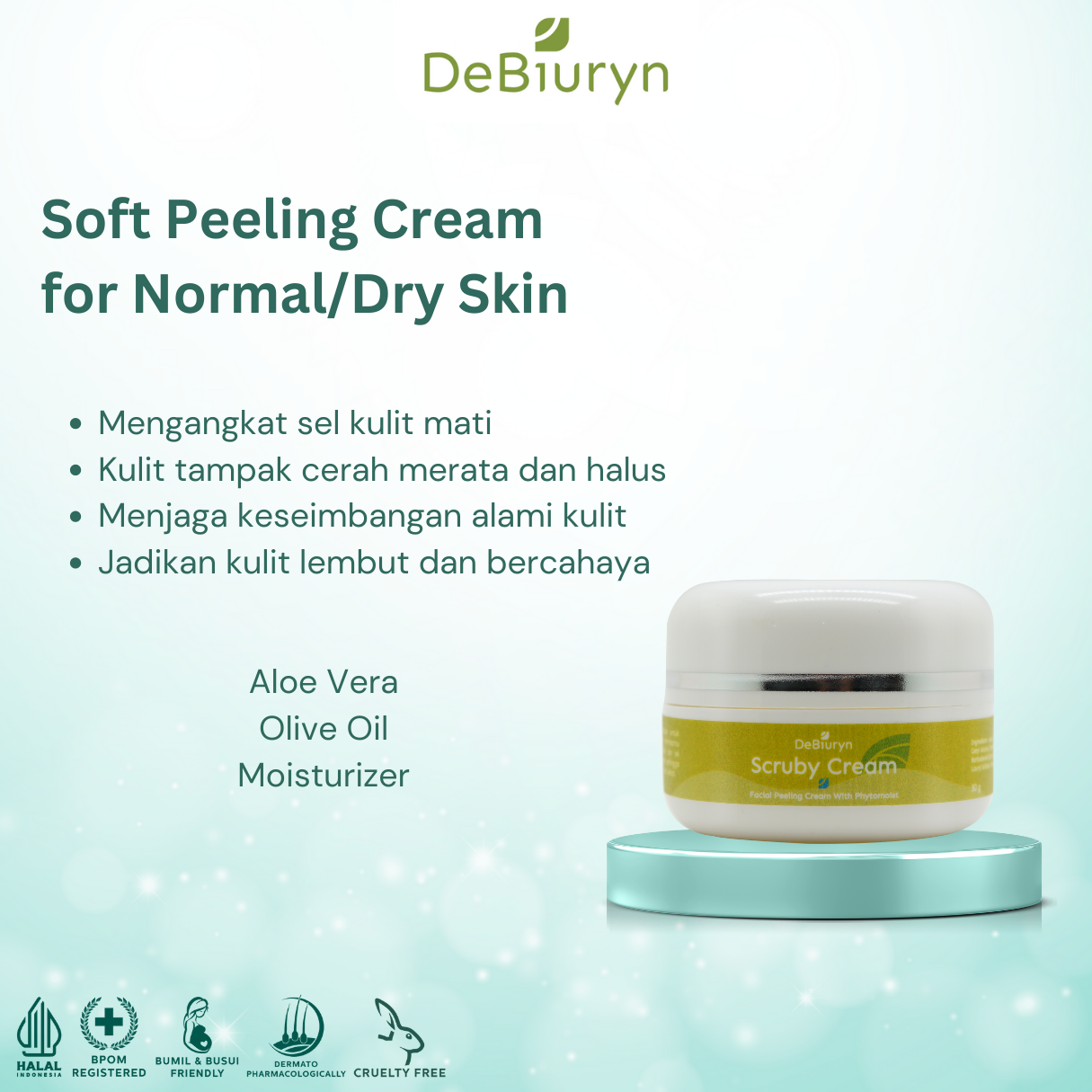 DeBiuryn Scruby Cream 30gr - Facial Peeling Scrub Kulit Normal